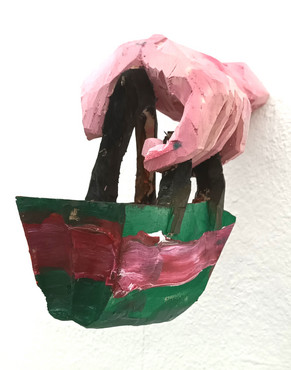 handHandtasche, 2024, Holz bemalt, 18 x 10 x 23 cm