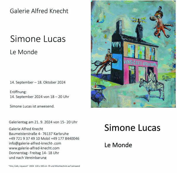 "Vins, Cafe, Liqueurs“ 2024  120 x 100 cm  Öl und Mischtechnik auf Leinwand