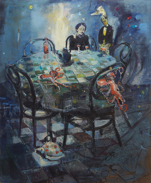 mediterranian Tea ,2023,Mischtechnik auf Leinwand,  170x140