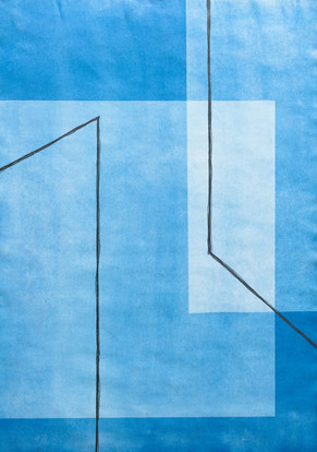 Räume Nr. 6, 2024, Grafit auf Fotogramm, 100 x 70 cm