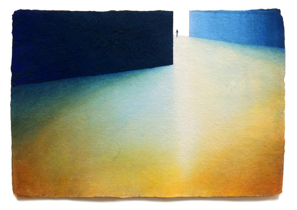 Franziska Schemel (642) into the distance 2025 Aquarell Sand auf Bütten 38 x 56 cm