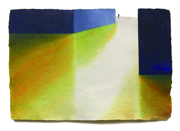 out there P609 2024 Aquarell Sand auf Bütten 38 x 56 cm